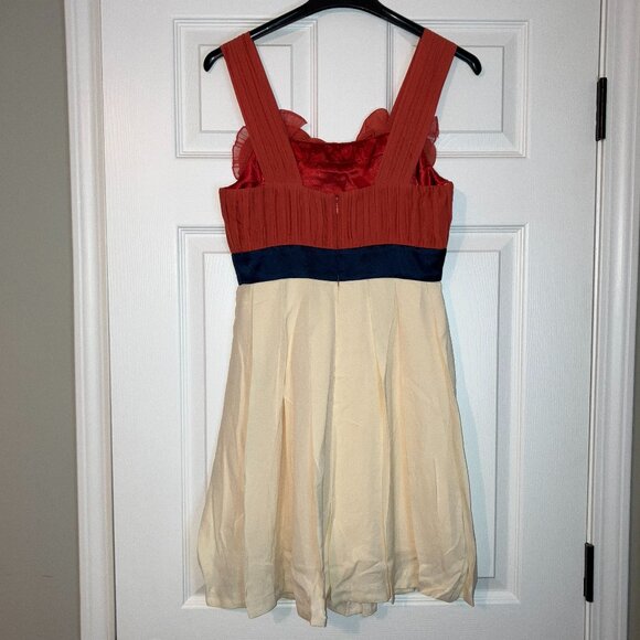 BCBGMaxAzria: Coral, navy and cream cocktail dress (size 4) - Picture 6 of 14